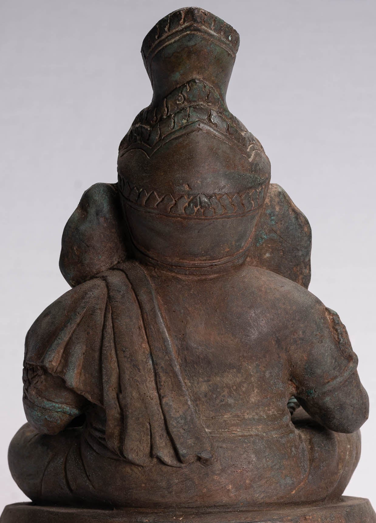 Ganesha Statue-Antike Thai Style Bronze Seated Ganesh Statue-31cm/12 "