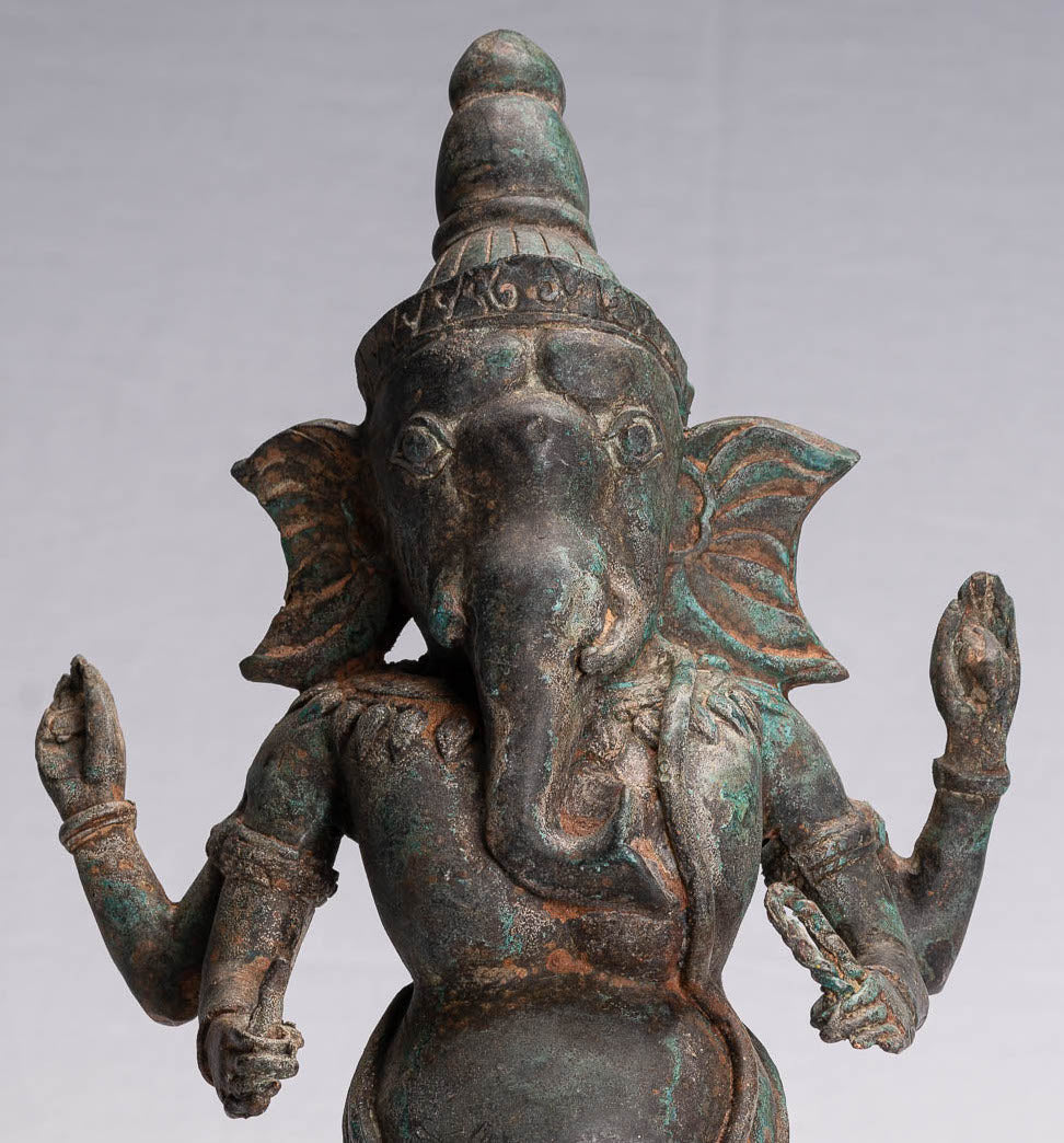 Statue de Ganesha – Statue de Ganesha dansante en bronze de style thaïlandais antique – 39 cm/16"