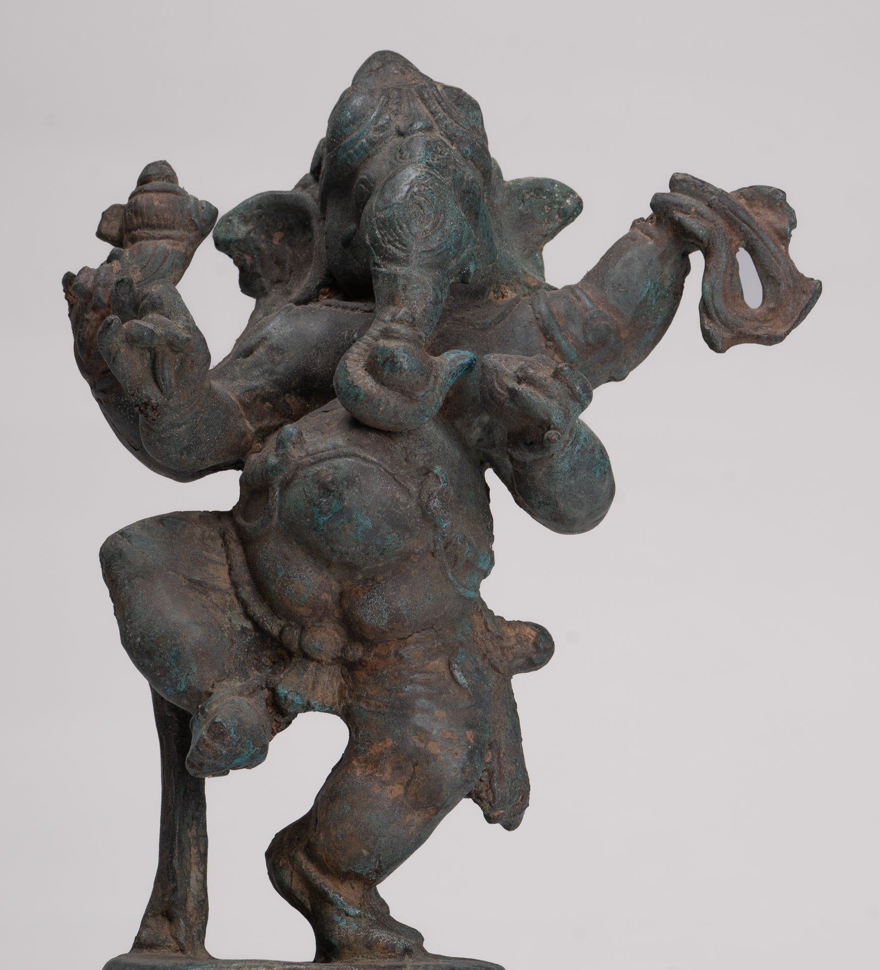 Ganesha Statue - Antique Thai Style Bronze Dancing Ganesha Statue - 30cm/12"