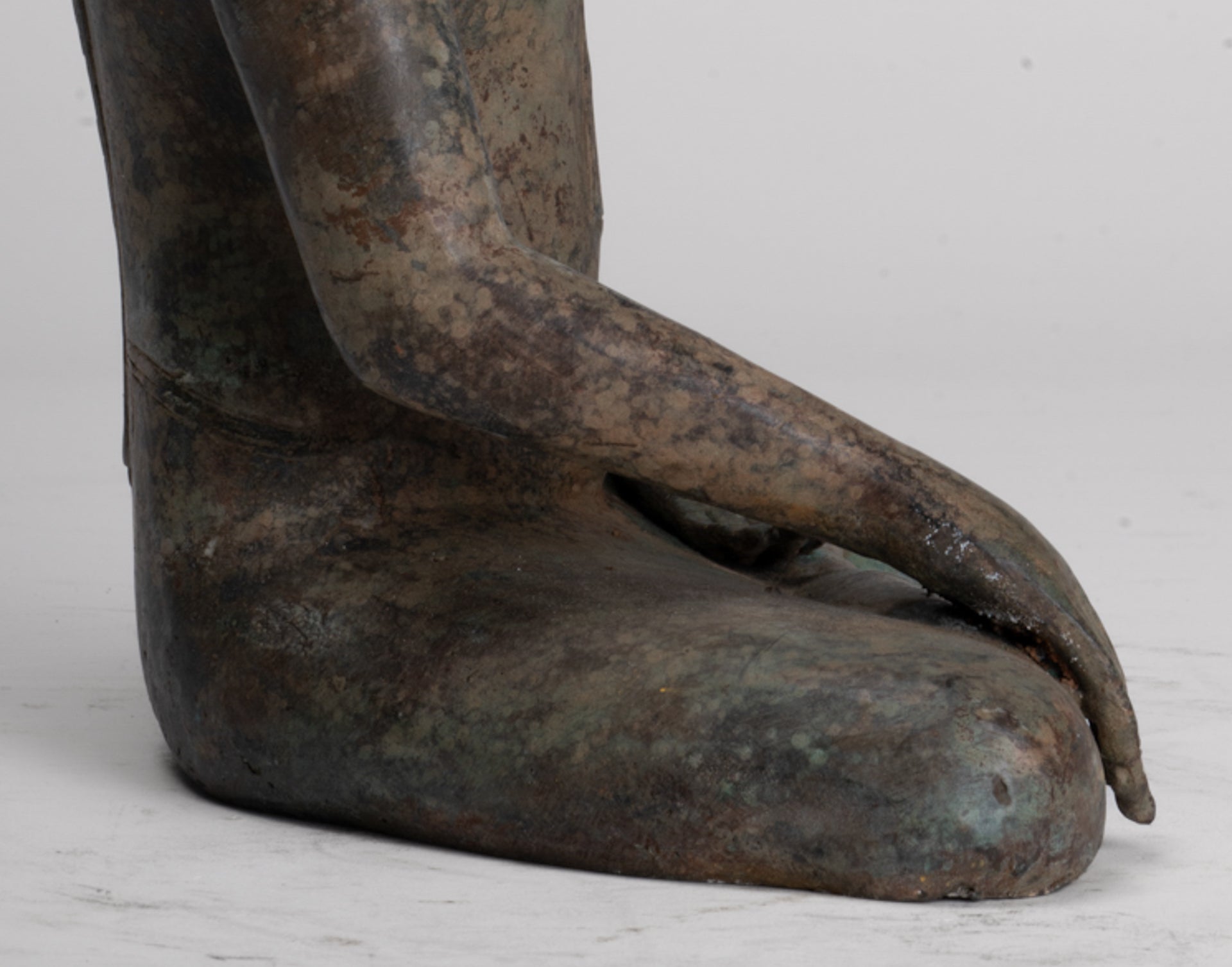 Buddha Statue - Antique Sri Lanka Style Bronze Seated Enlightenment Buddha Statue - 27cm/11"