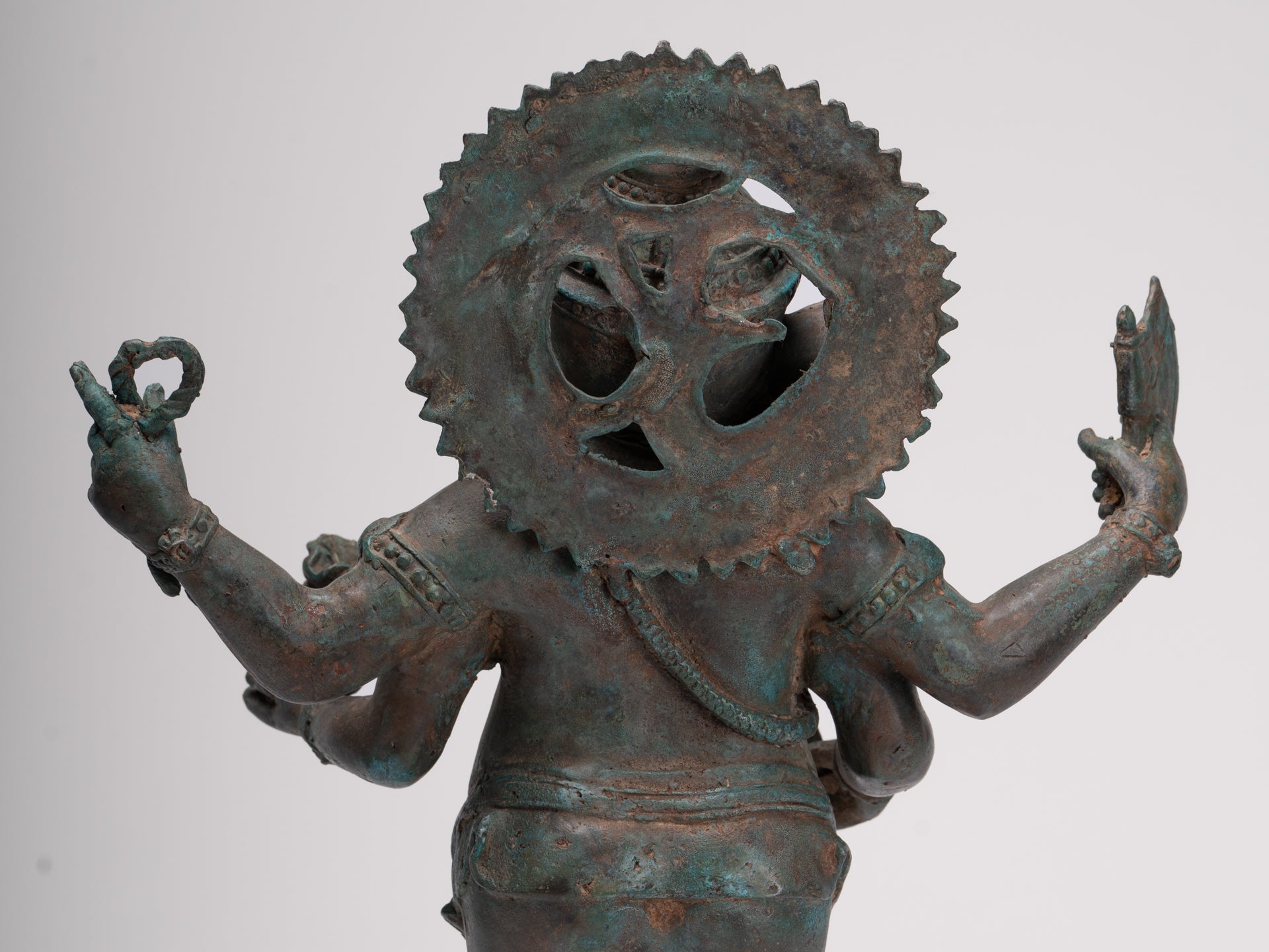 Ganesha Statue - Antique Thai Style Bronze Standing 4-Arm Ganesha Statue - 42cm/17"