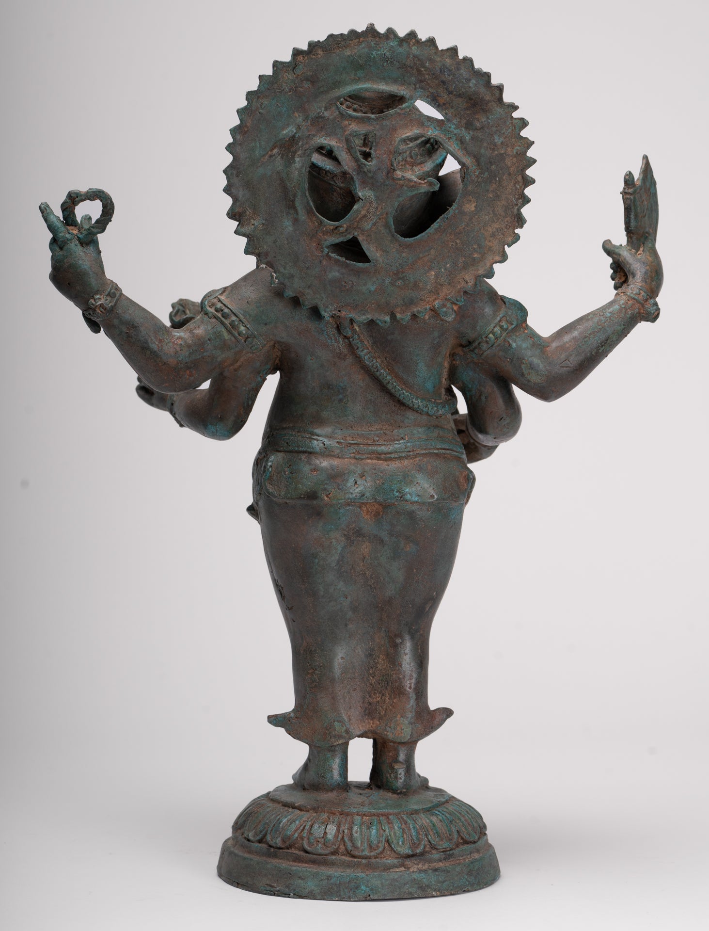 Ganesha Statue - Antique Thai Style Bronze Standing 4-Arm Ganesha Statue - 42cm/17"