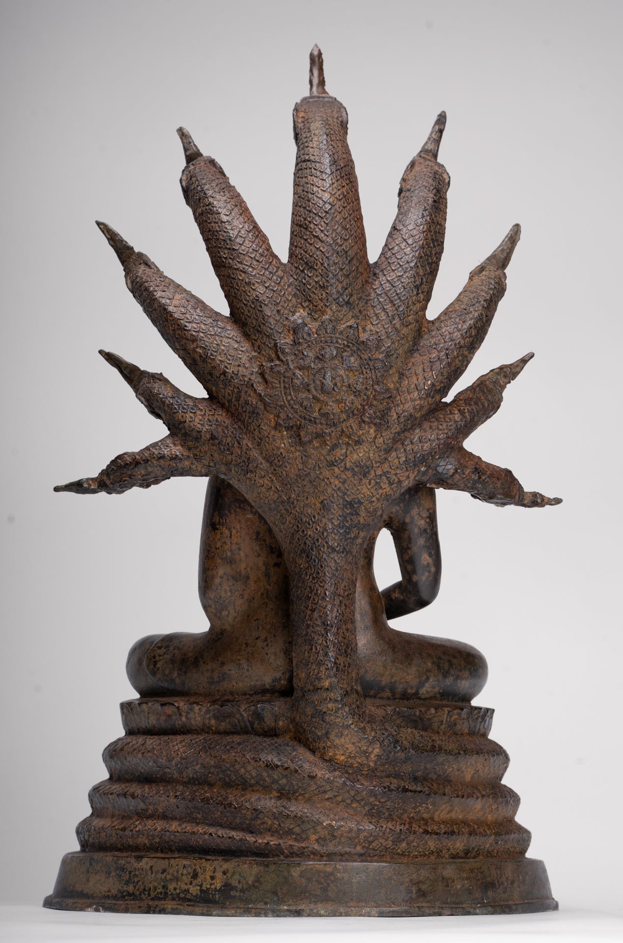 Buddha Statue - Antique Thai Style Seated Bronze Naga Meditation Buddha - 53cm/21"