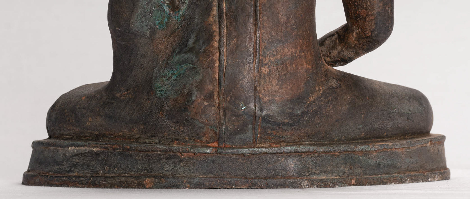 Buddha Statue - Antique Thai Style Seated Bronze Dvaravati Meditation Buddha Statue - 29cm/12"