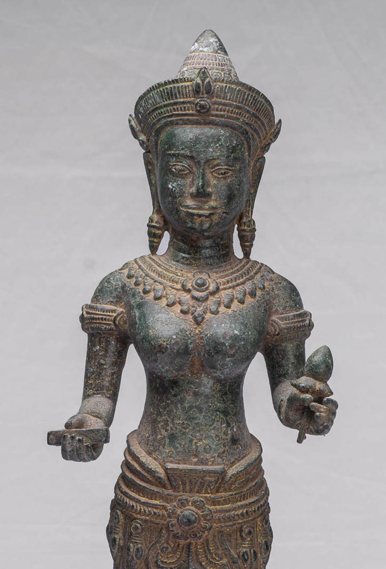 Lakshmi Statue - Antique Khmer Style Bronze Lakshmi / Devi Consort of Vishnu Statue - 54cm/22"