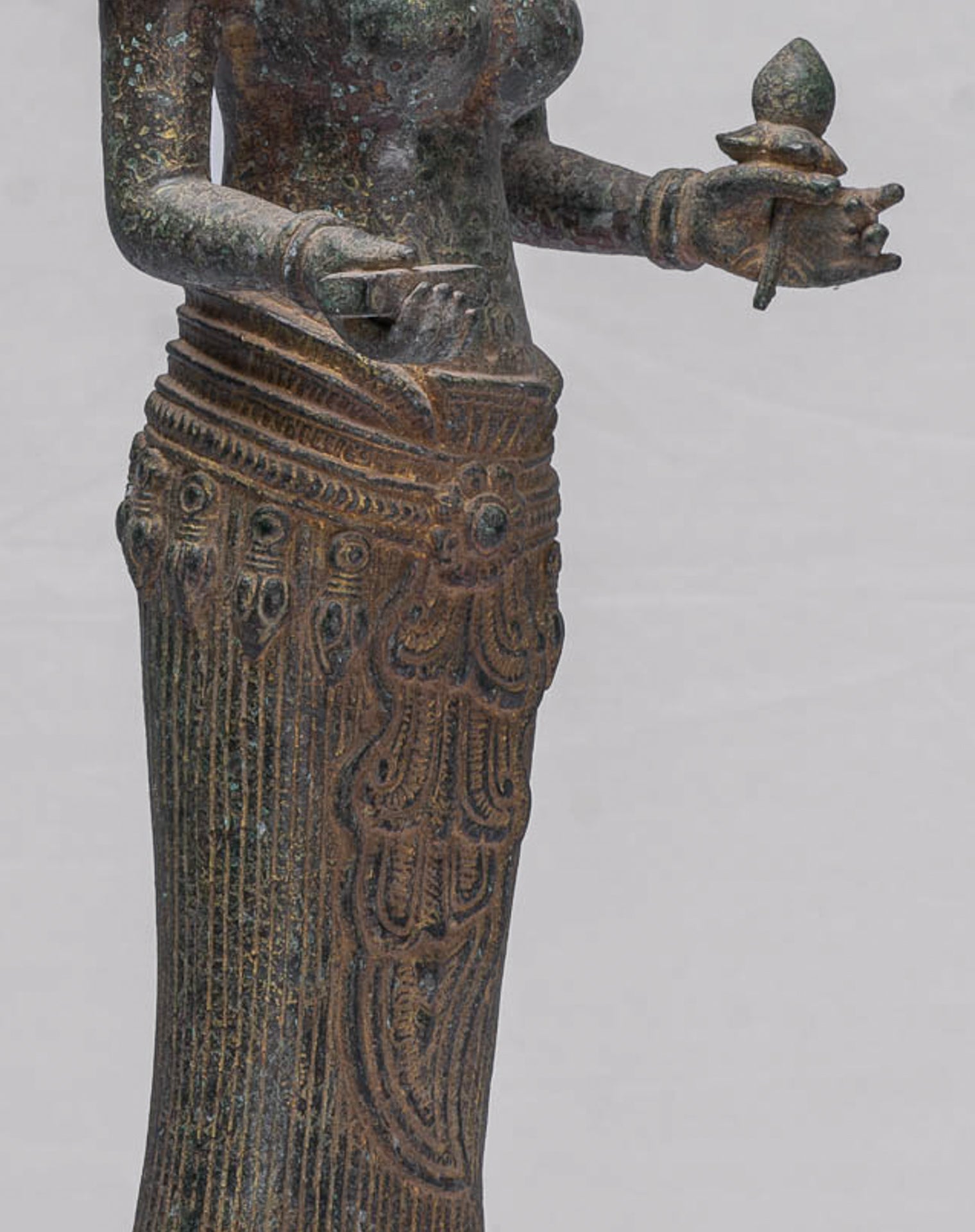 Lakshmi Statue - Antique Khmer Style Bronze Lakshmi / Devi Consort of Vishnu Statue - 54cm/22"