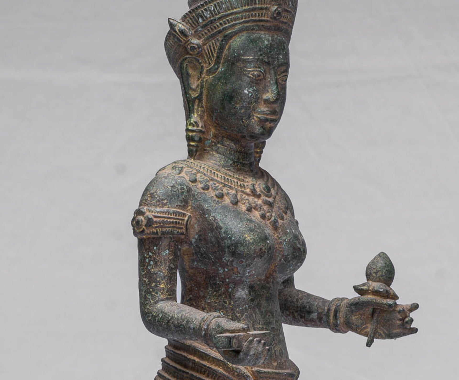 Lakshmi Statue - Antique Khmer Style Bronze Lakshmi / Devi Consort of Vishnu Statue - 54cm/22"