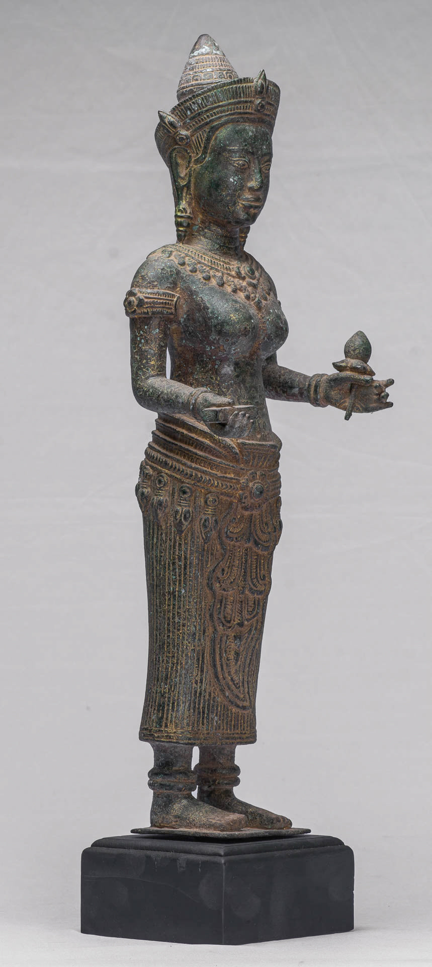 Lakshmi Statue - Antique Khmer Style Bronze Lakshmi / Devi Consort of Vishnu Statue - 54cm/22"