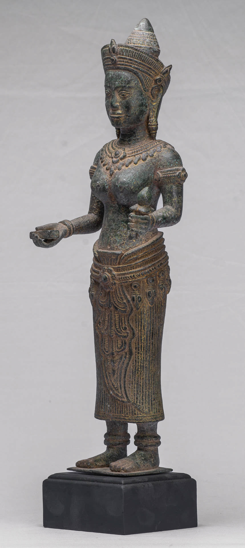 Lakshmi Statue - Antique Khmer Style Bronze Lakshmi / Devi Consort of Vishnu Statue - 54cm/22"