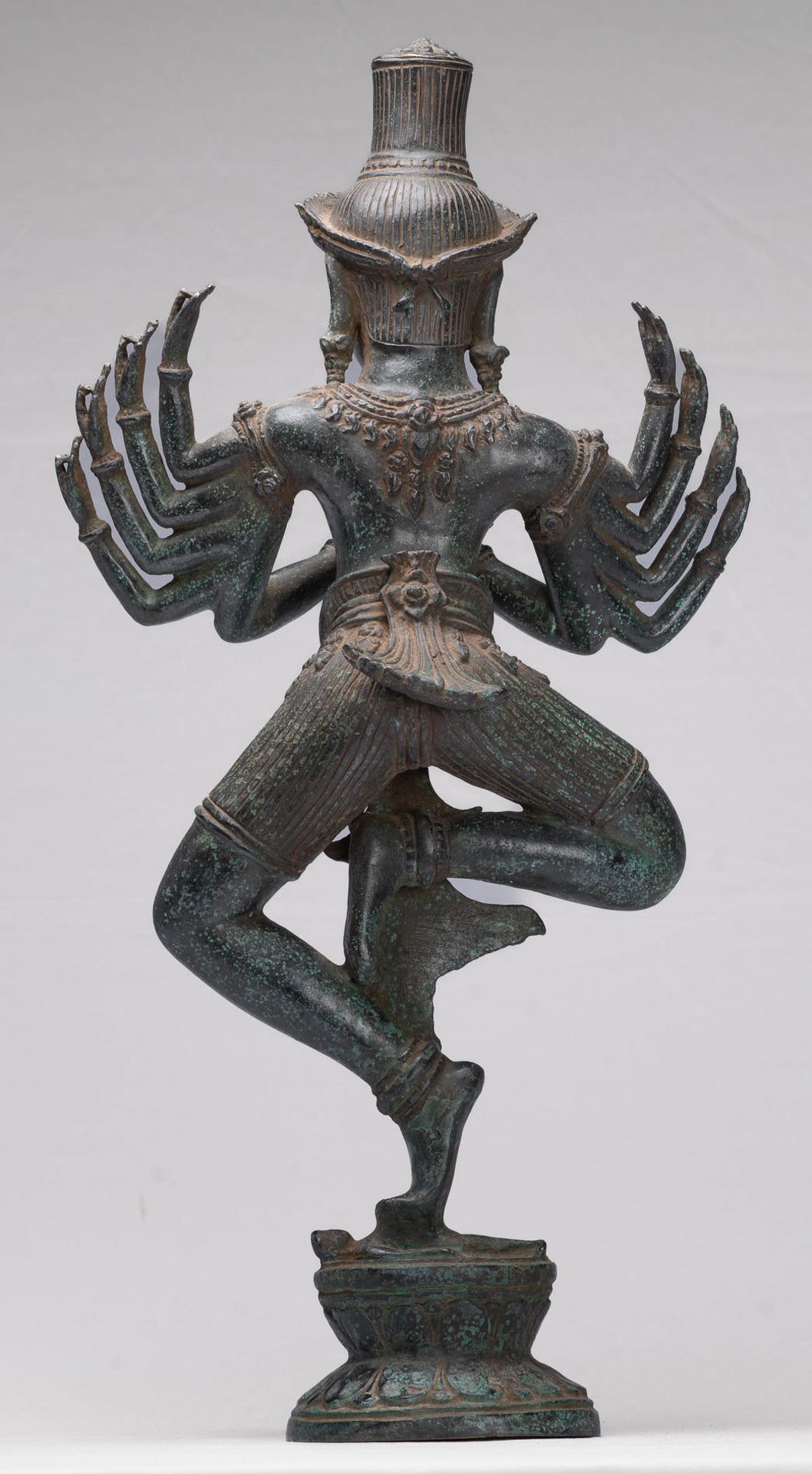 Shiva Statue - Antique Khmer Style Bronze Bayon Ardhaparyanka Shiva - 10 Arms - 54cm/22"