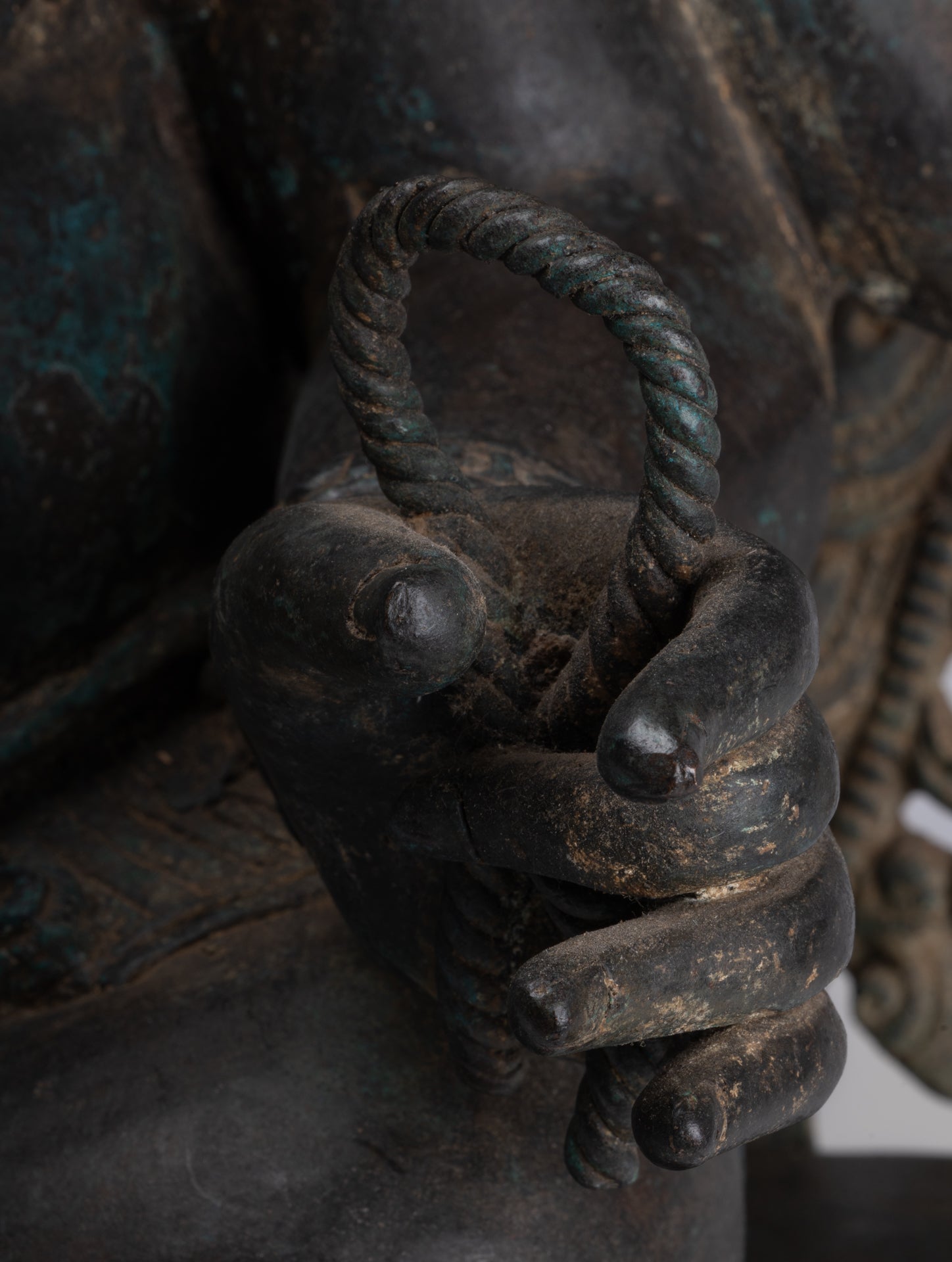 Ganesha Statue - Antique Thai Style Bronze Seated 4-Arm Ganesha Statue - 84cm/34"