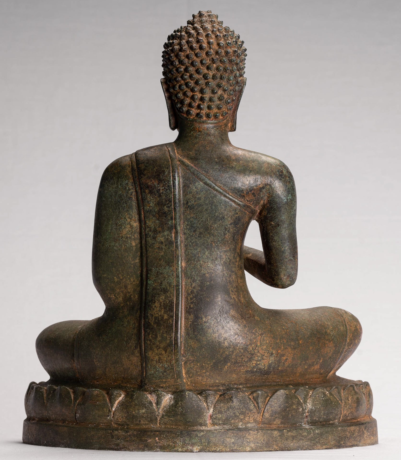 Buddha Statue - Antique Thai Style Seated Buddha Statue - Dharmachakra Teaching Mudra - 35cm/14"