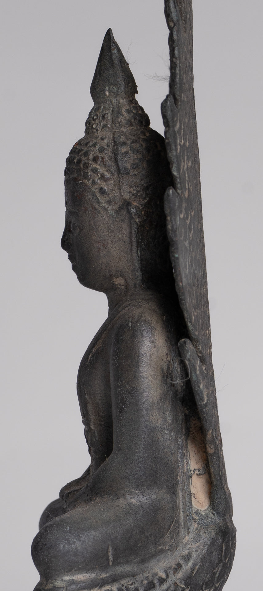 Buddha Statue - Antique Sukhothai Style Bronze Meditating Naga Buddha Statue - 21cm/8"