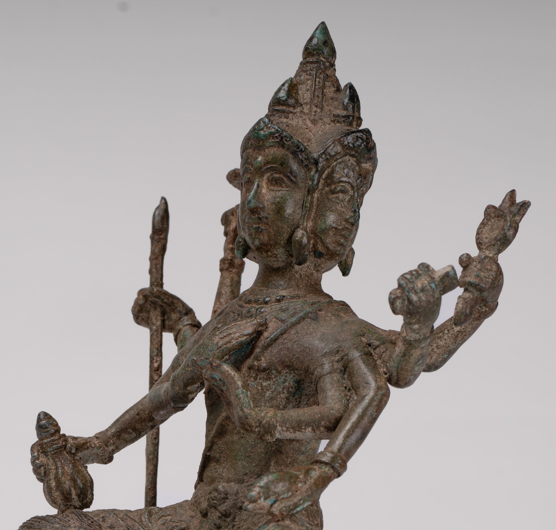 Brahma Statue - Antique Thai Style Bronze Brahma - Hindu God Creation - 22cm/9"