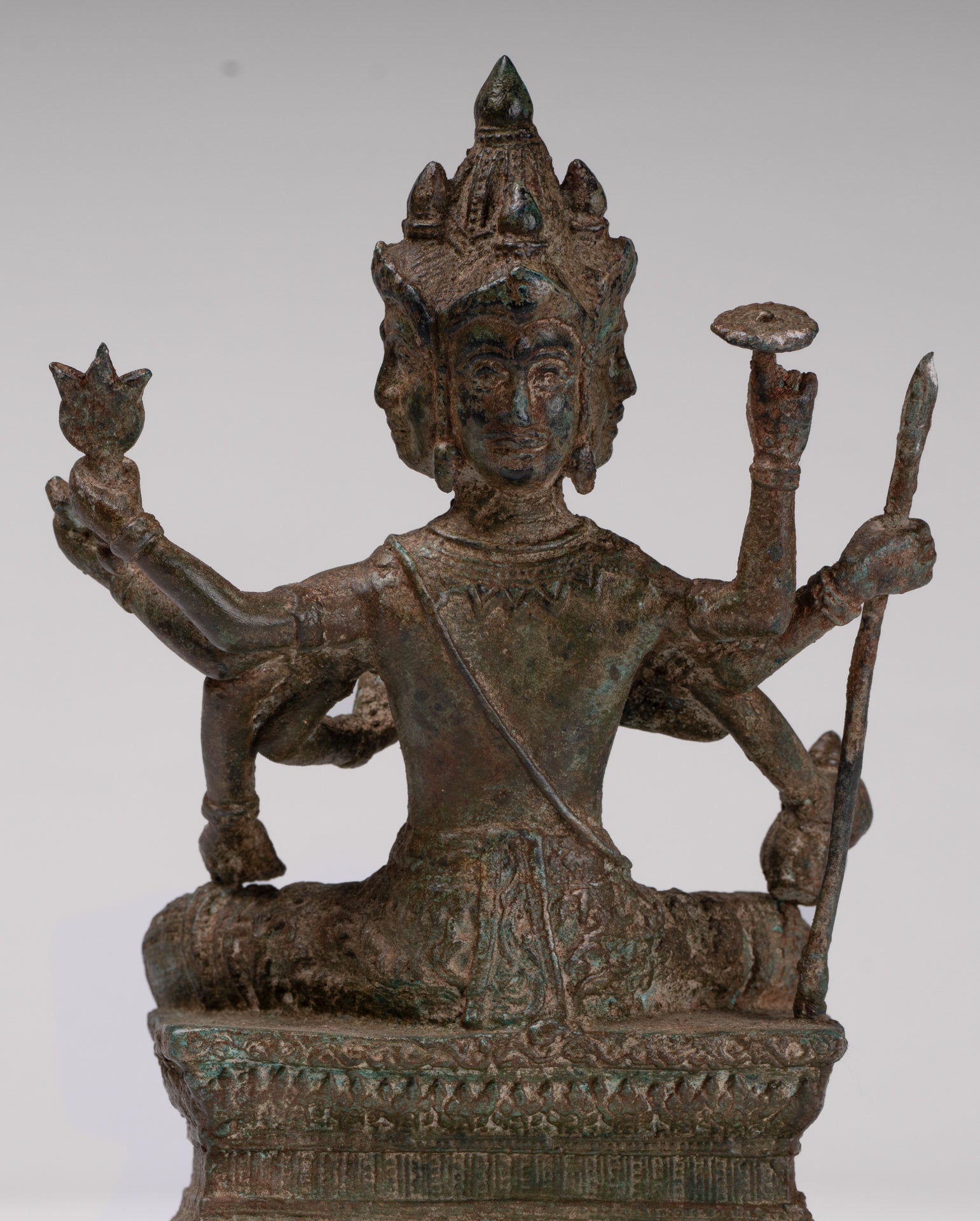 Brahma Statue - Antique Thai Style Bronze Brahma - Hindu God Creation - 22cm/9"