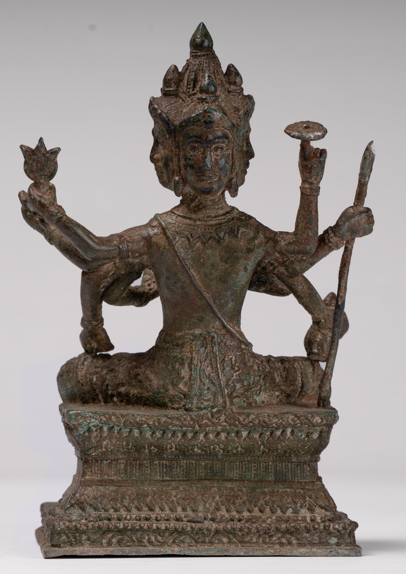 Brahma Statue - Antique Thai Style Bronze Brahma - Hindu God Creation - 22cm/9"