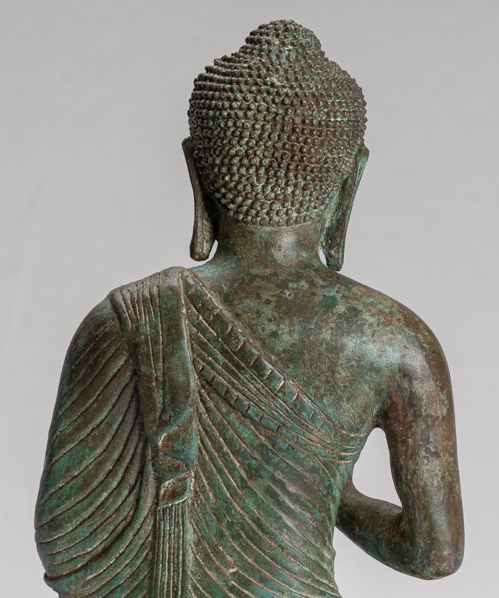 Buddha Statue - Antique Sri Lanka Style Seated Bronze Teaching Buddha Statue - 25cm/10"