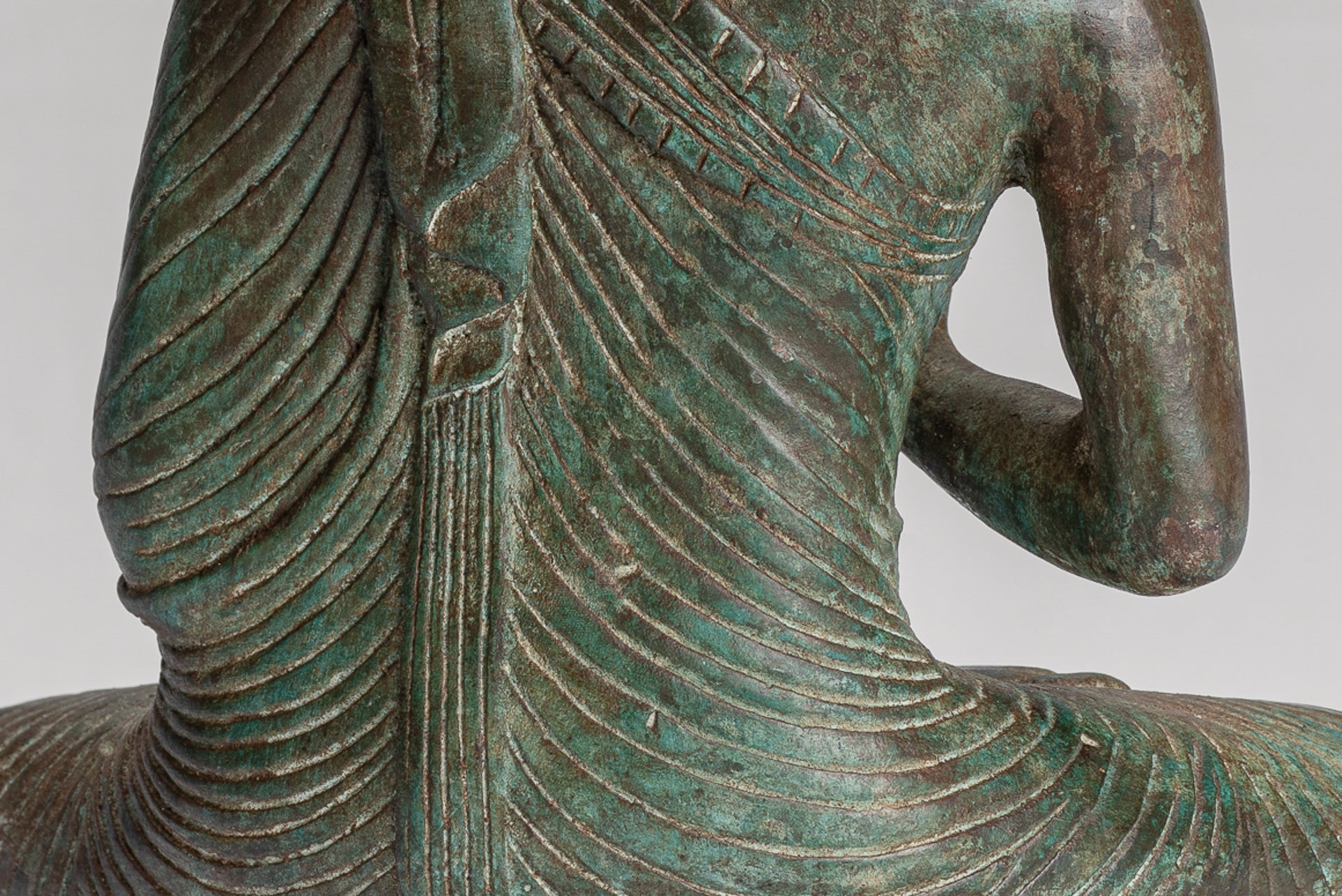 Buddha Statue - Antique Sri Lanka Style Seated Bronze Teaching Buddha Statue - 25cm/10"