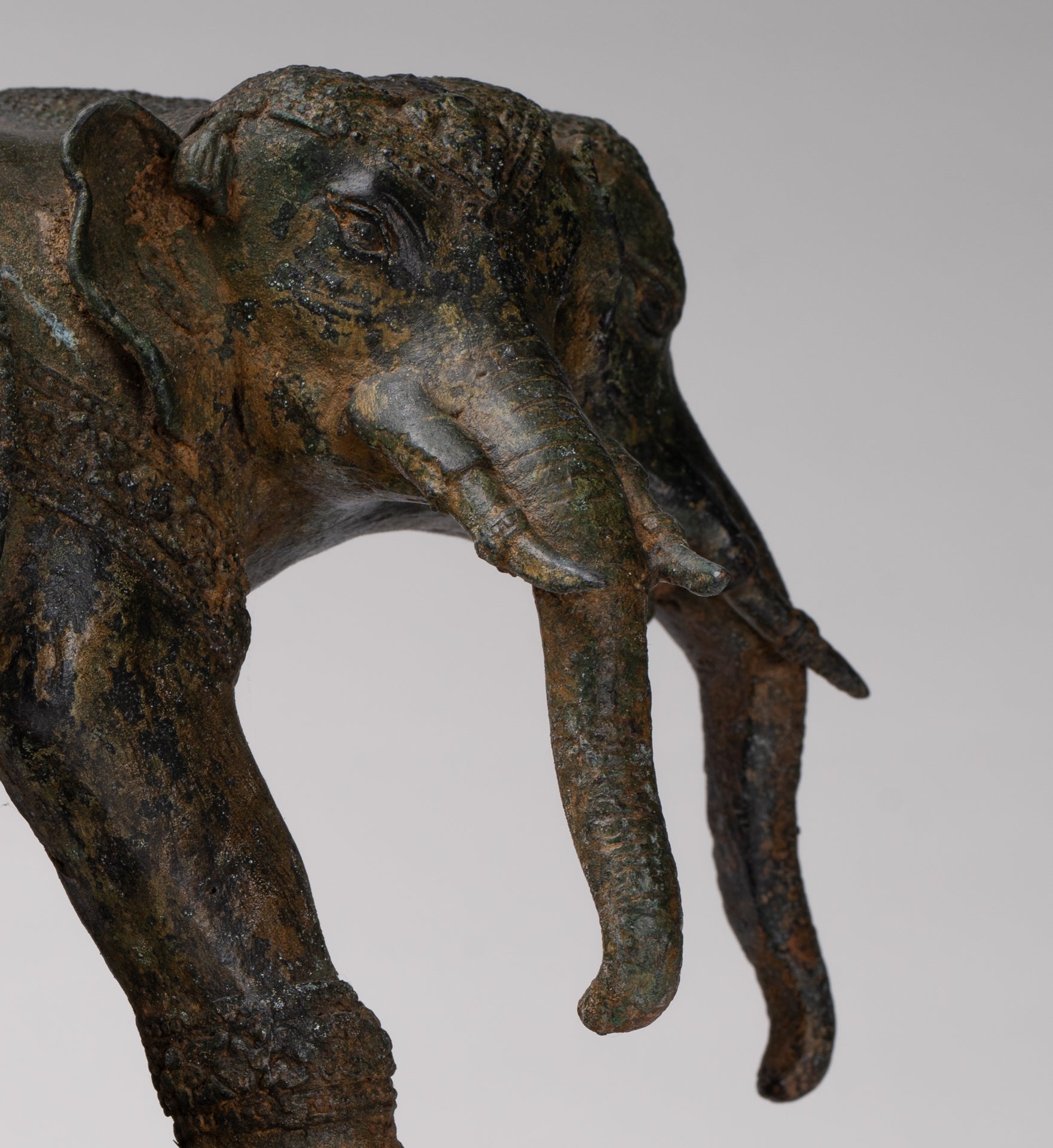 Antique Thai Style Bronze Erawan Airavata or Elephant Statue - 24cm/10" Tall