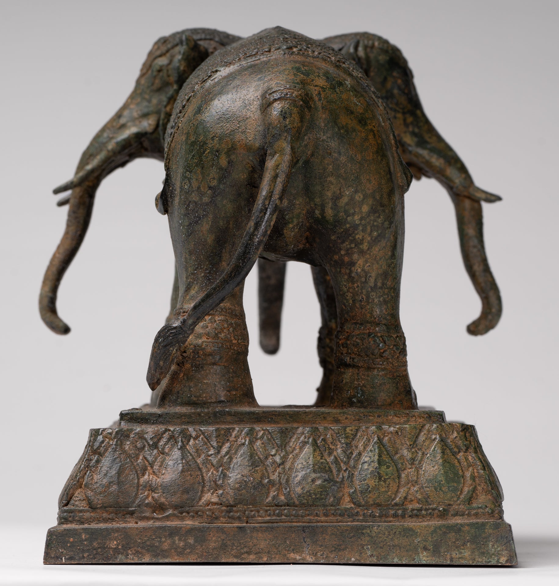 Antique Thai Style Bronze Erawan Airavata or Elephant Statue - 24cm/10" Tall