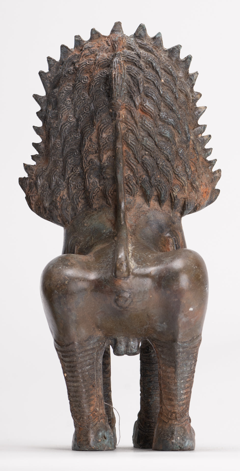 Temple Lions - Antique Thai Style Bronze Standing Singha Temple Guardians or Lions - 19cm/8" (Pair)