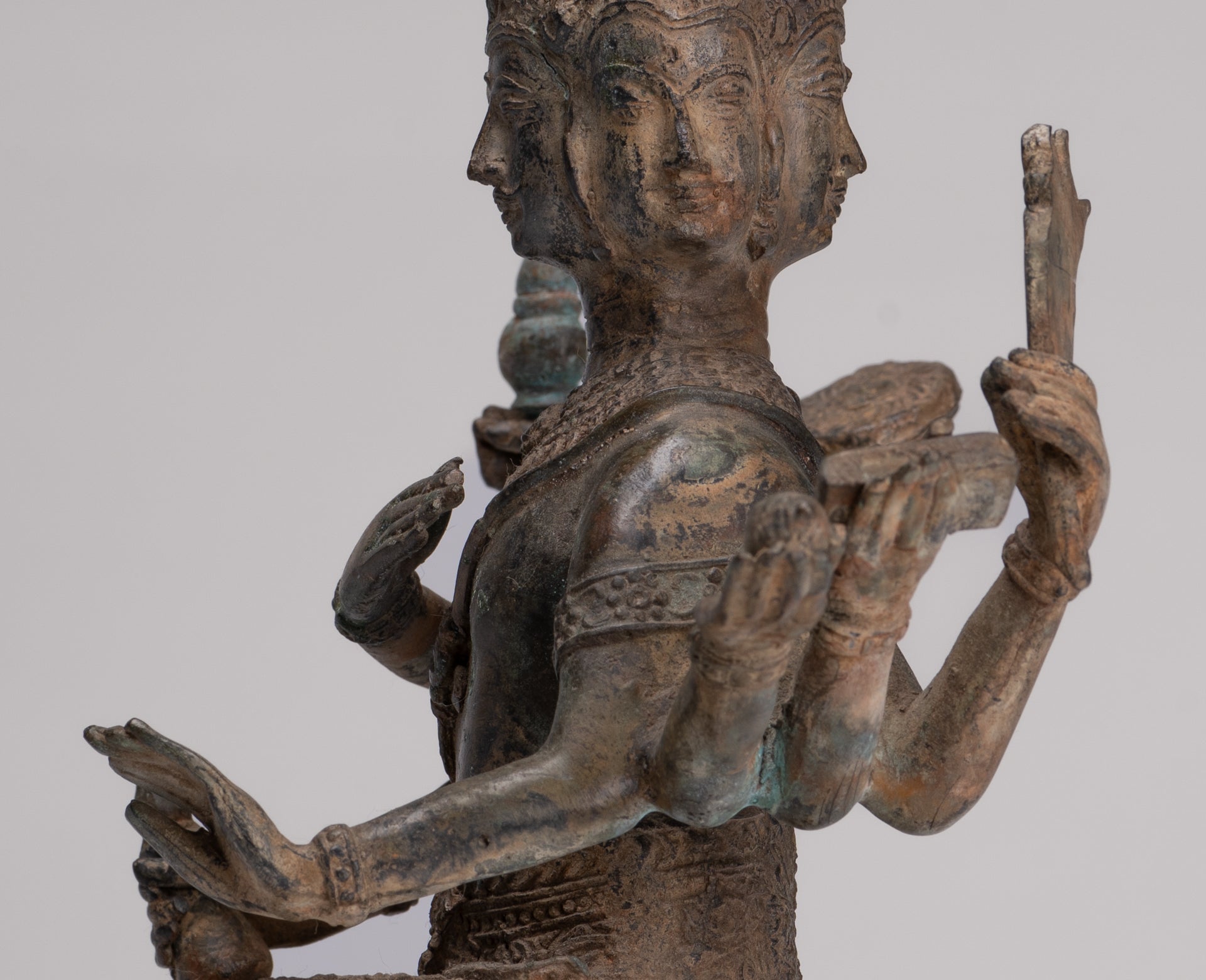 Brahma Statue - Antique Thai Style Bronze Brahma - Hindu God Creation - 27cm/11"