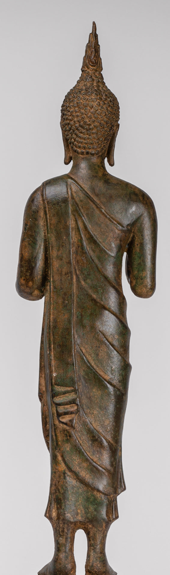 Buddha Statue - Antique Thai Style Bronze Standing Abhaya Protection Buddha Statue - 62cm/25"