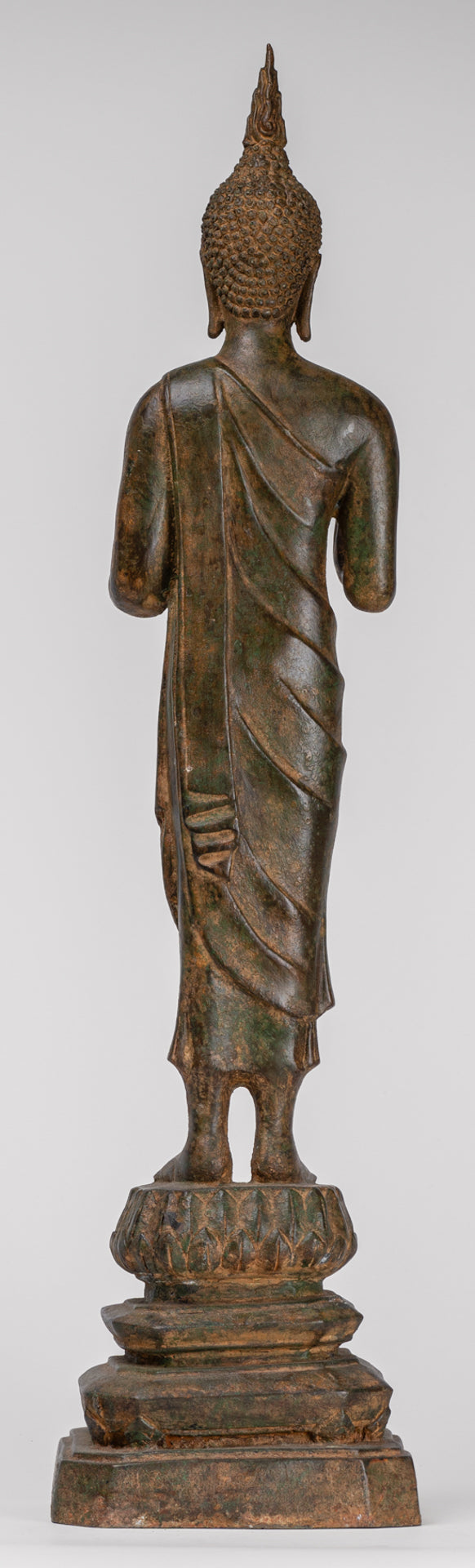 Buddha Statue - Antique Thai Style Bronze Standing Abhaya Protection Buddha Statue - 62cm/25"