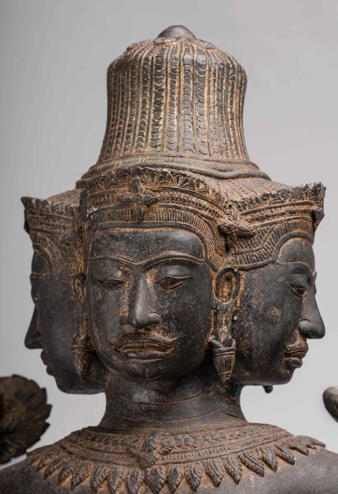 Brahma Statue - Antique Khmer Style Koh Ker Standing Bronze Brahma - Hindu God Creation - 97cm/39"
