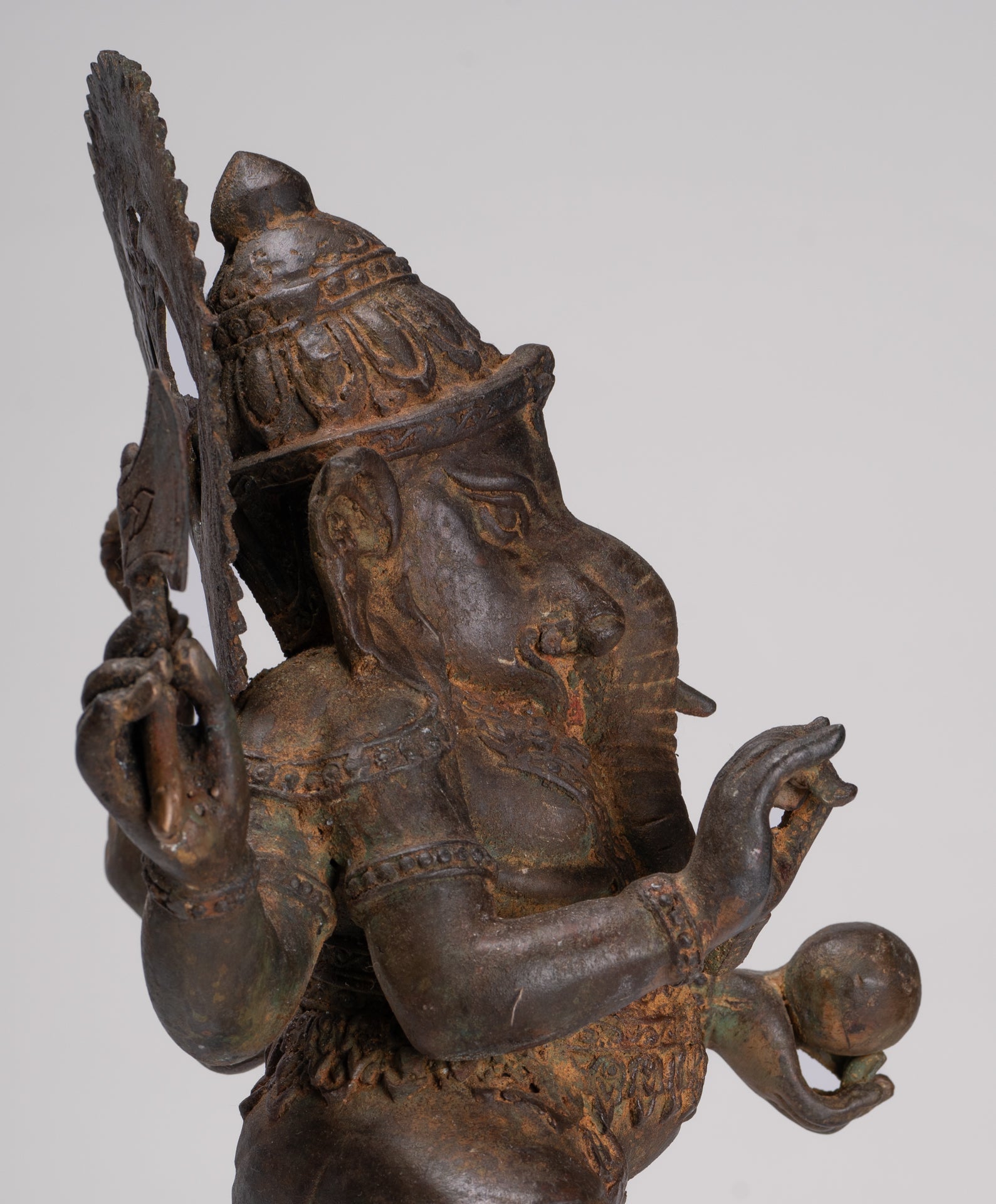 Ganesh - Antique Chola Style Bronze Dancing Ganesha Statue w/Mouse - 46cm/18"