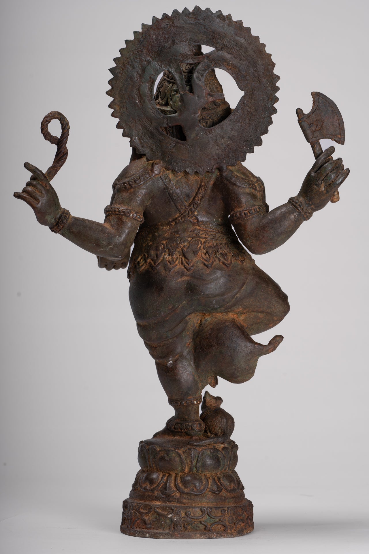 Ganesh - Antique Chola Style Bronze Dancing Ganesha Statue w/Mouse - 46cm/18"