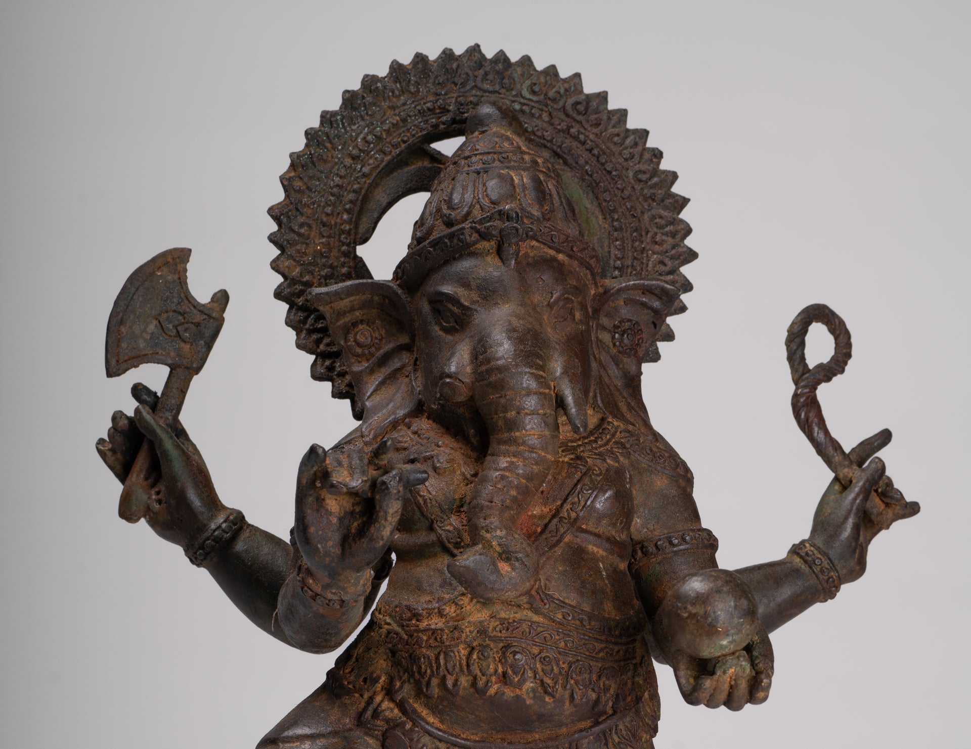 Ganesh - Antique Chola Style Bronze Dancing Ganesha Statue w/Mouse - 46cm/18"