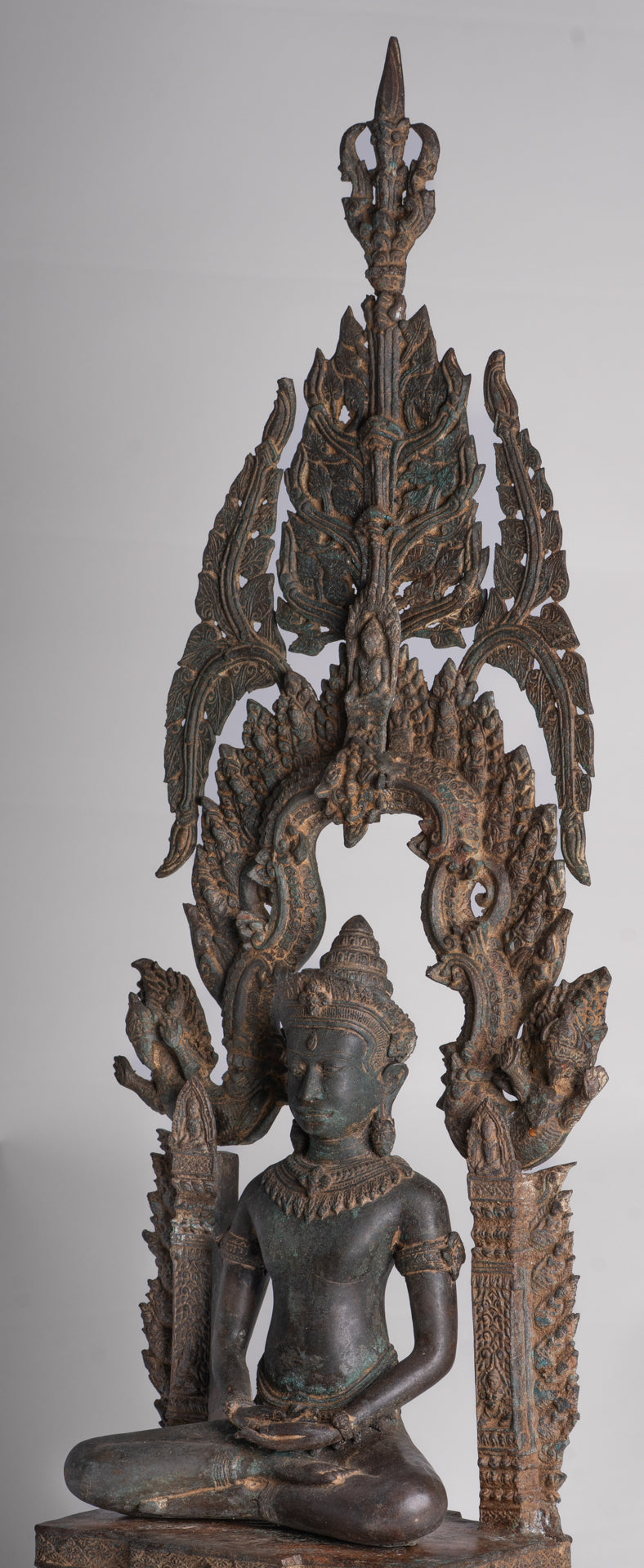 Buddha Statue - Antique Thai Style Enthroned Lopburi Meditation Buddha Statue - 94cm/38"