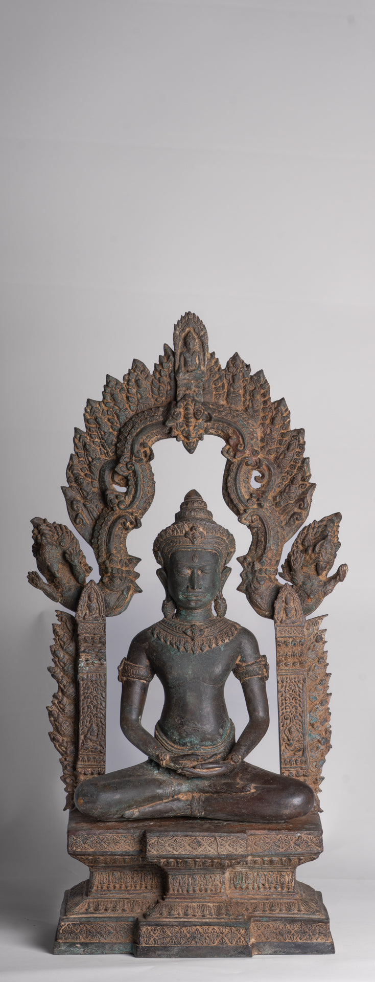 Buddha Statue - Antique Thai Style Enthroned Lopburi Meditation Buddha Statue - 94cm/38"