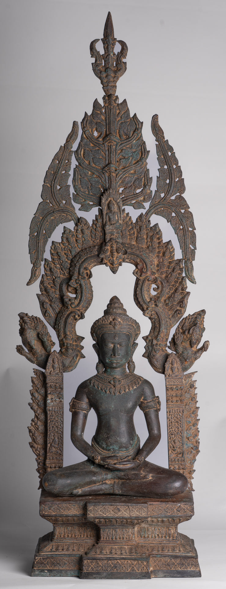 Buddha Statue - Antique Thai Style Enthroned Lopburi Meditation Buddha Statue - 94cm/38"