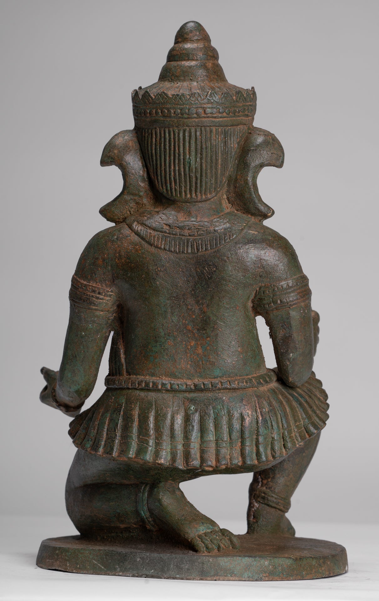 Ganesha Statue - Antique Thai Style Bronze Kneeling Ganesh Statue - 34cm/14"