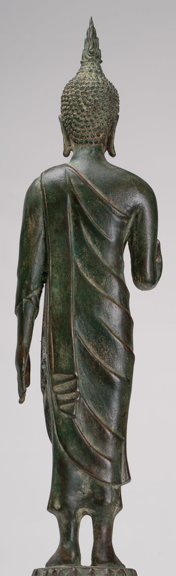 Buddha Statue - Antique Thai Style Bronze Standing Abhaya Protection Buddha Statue - 62cm/25"