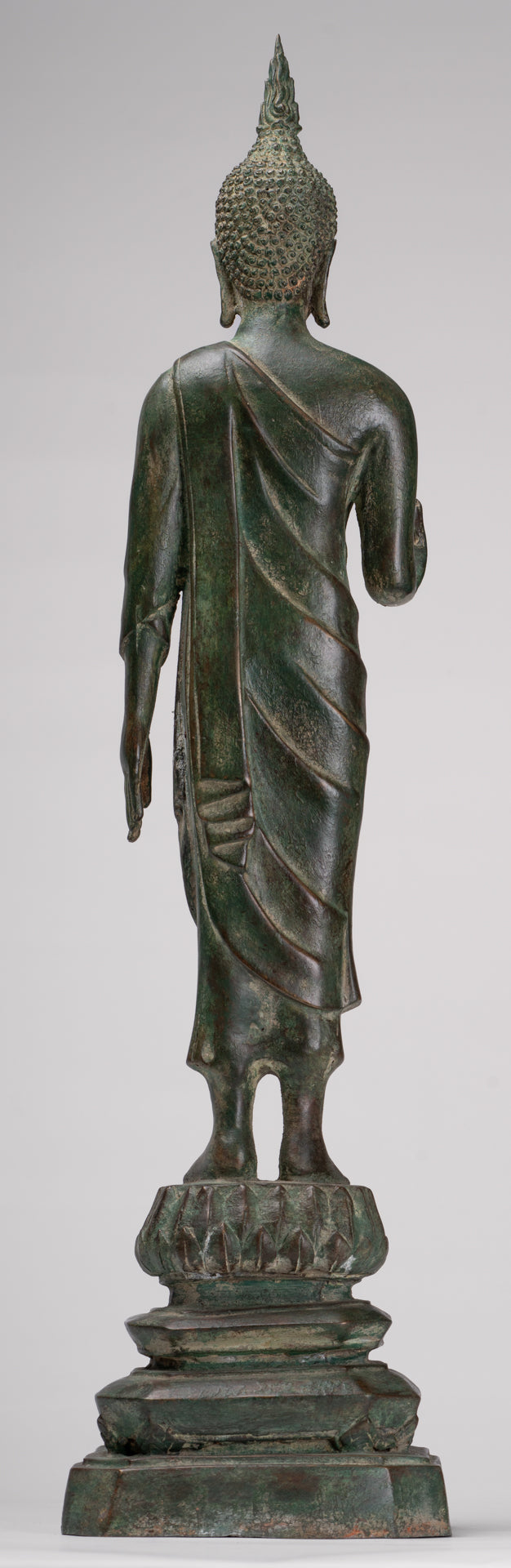 Buddha Statue - Antique Thai Style Bronze Standing Abhaya Protection Buddha Statue - 62cm/25"