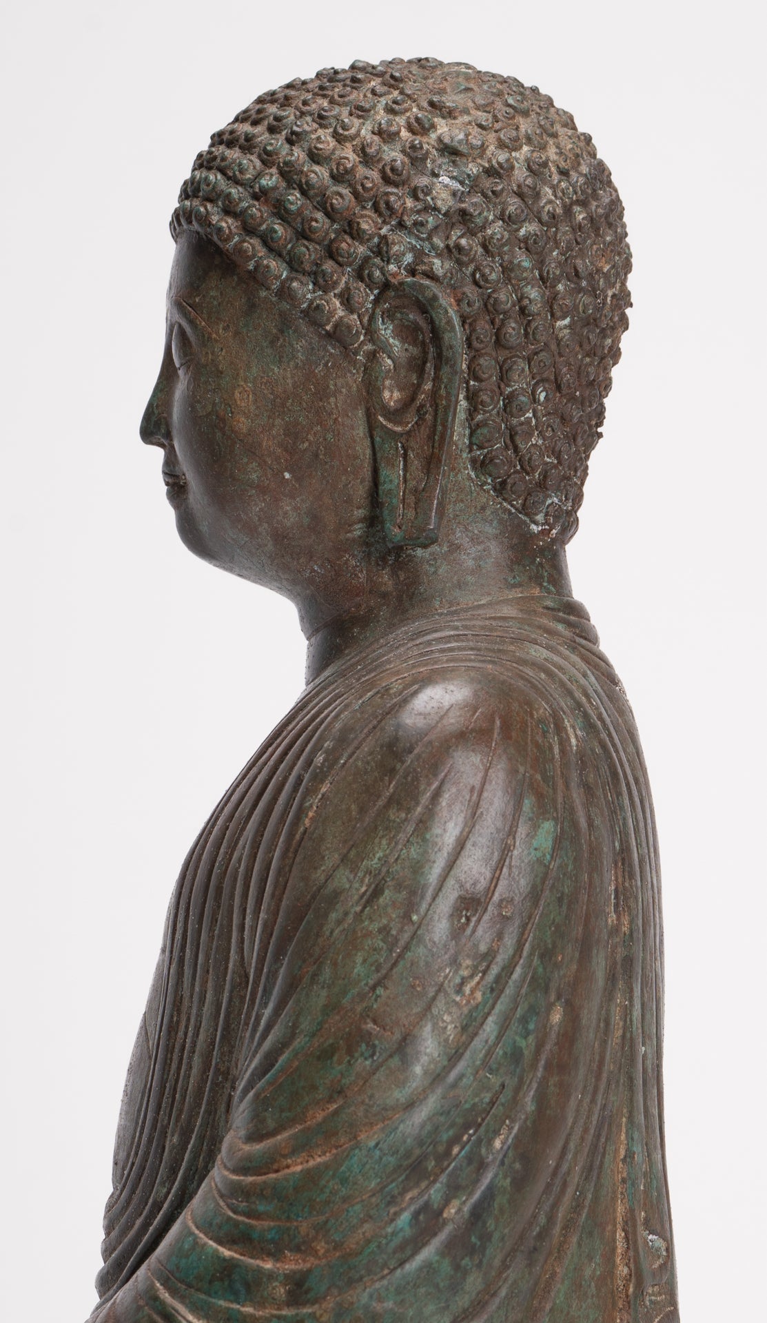 Antique Japanese Style Bronze Seated Meditation Amitabha Buddha Statue - 40cm/16"