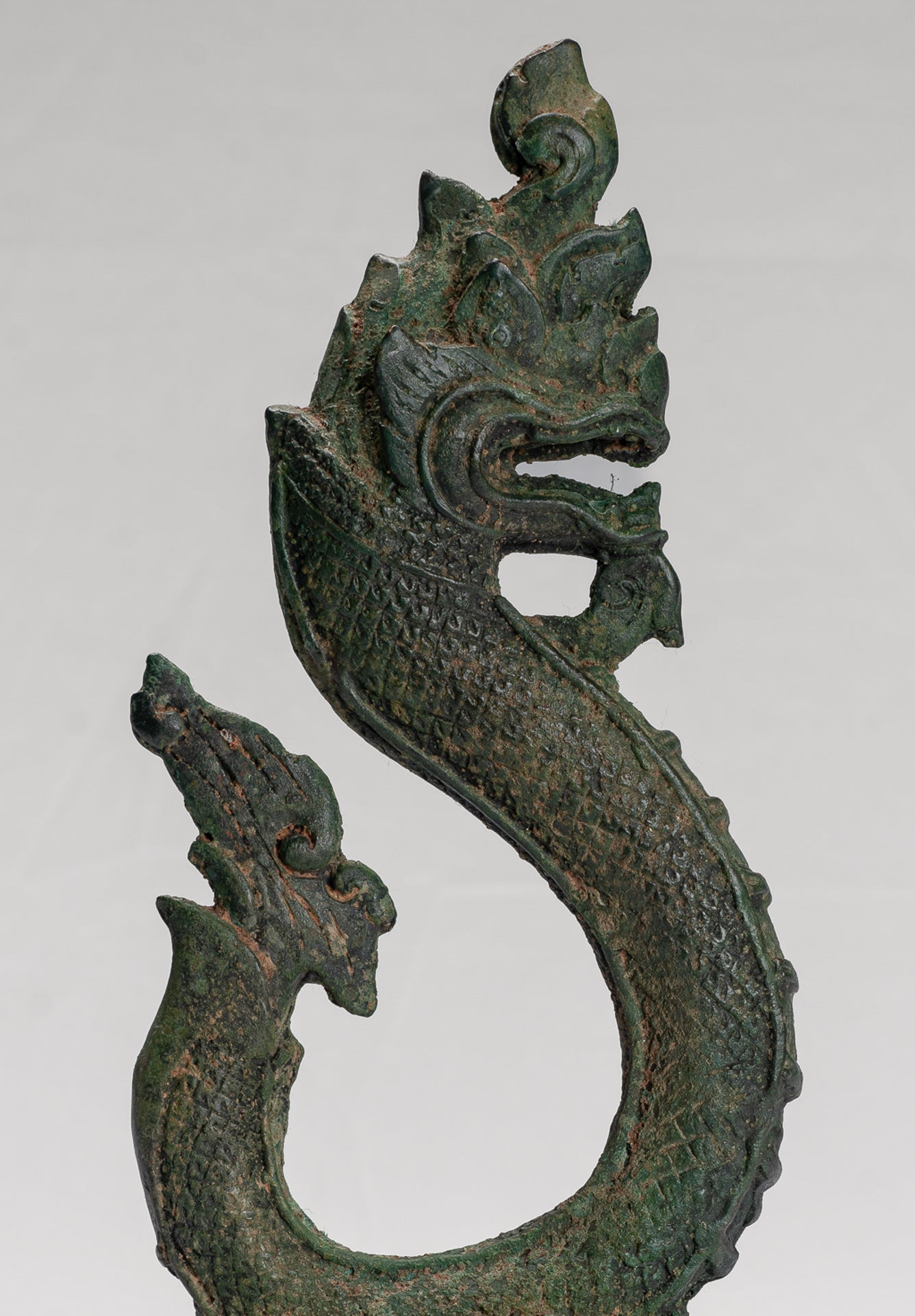 Naga Statue - Antique Thai Style Bronze Protective Naga, Snake or Serpent Statue - 31cm/12"