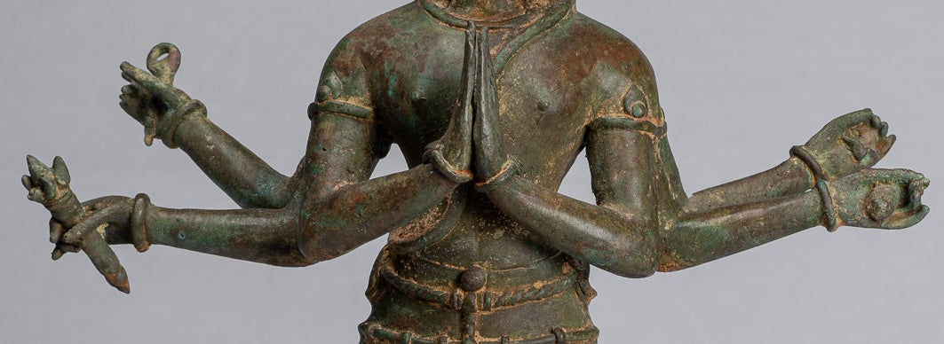 Brahma Statue - Antique Indian Style Standing Bronze Brahma 6 Arms - Hindu God Creation - 58cm/23"