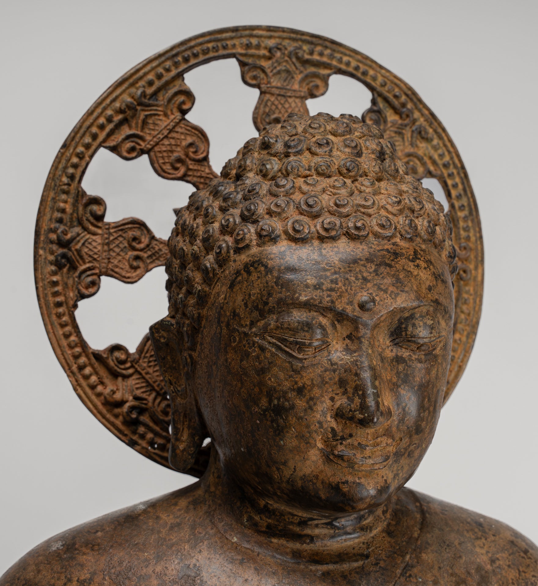 Buddha Statue - Antique Sri Lanka Style Bronze Seated Meditation Buddha Statue 61cm/24"