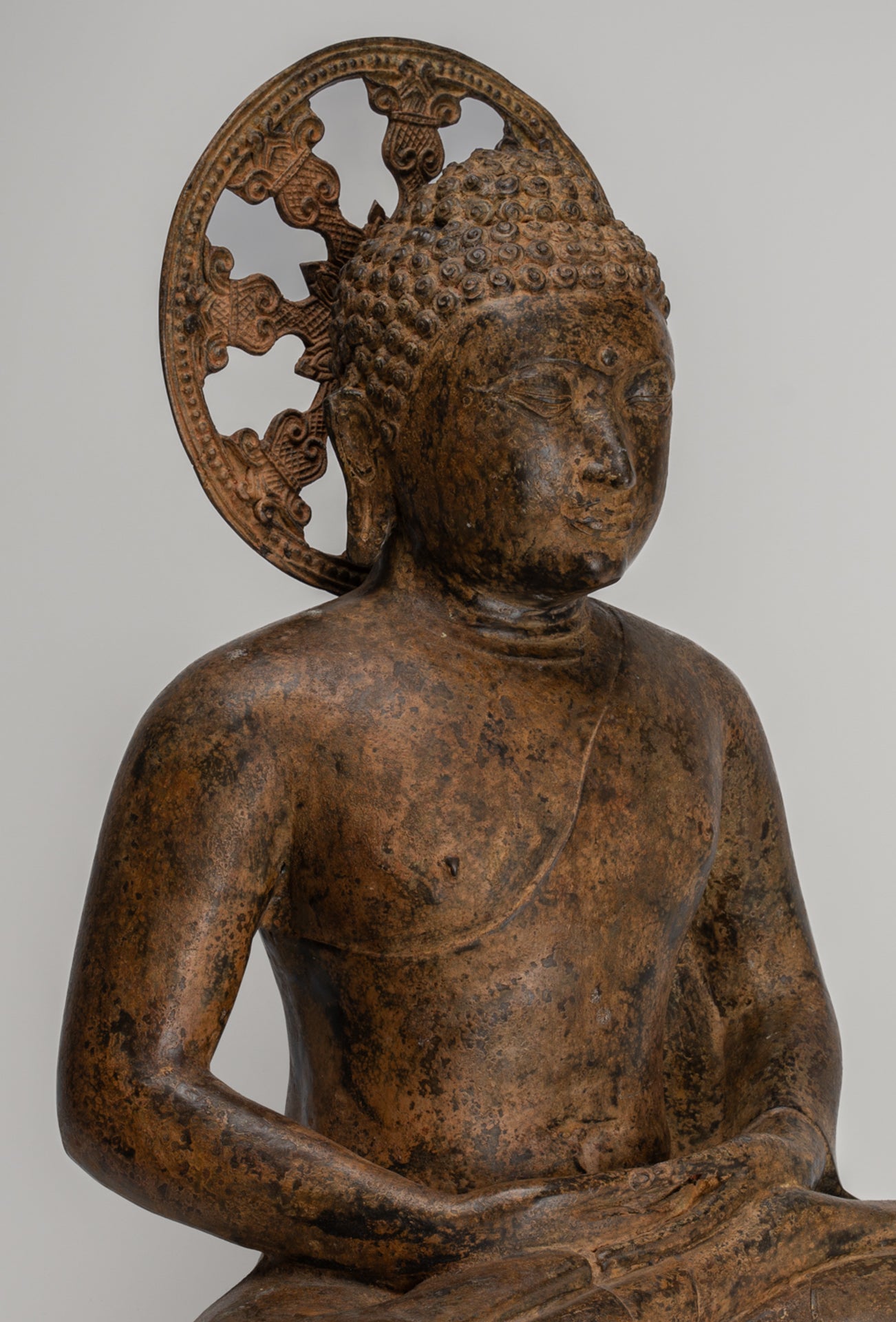 Buddha Statue - Antique Sri Lanka Style Bronze Seated Meditation Buddha Statue 61cm/24"