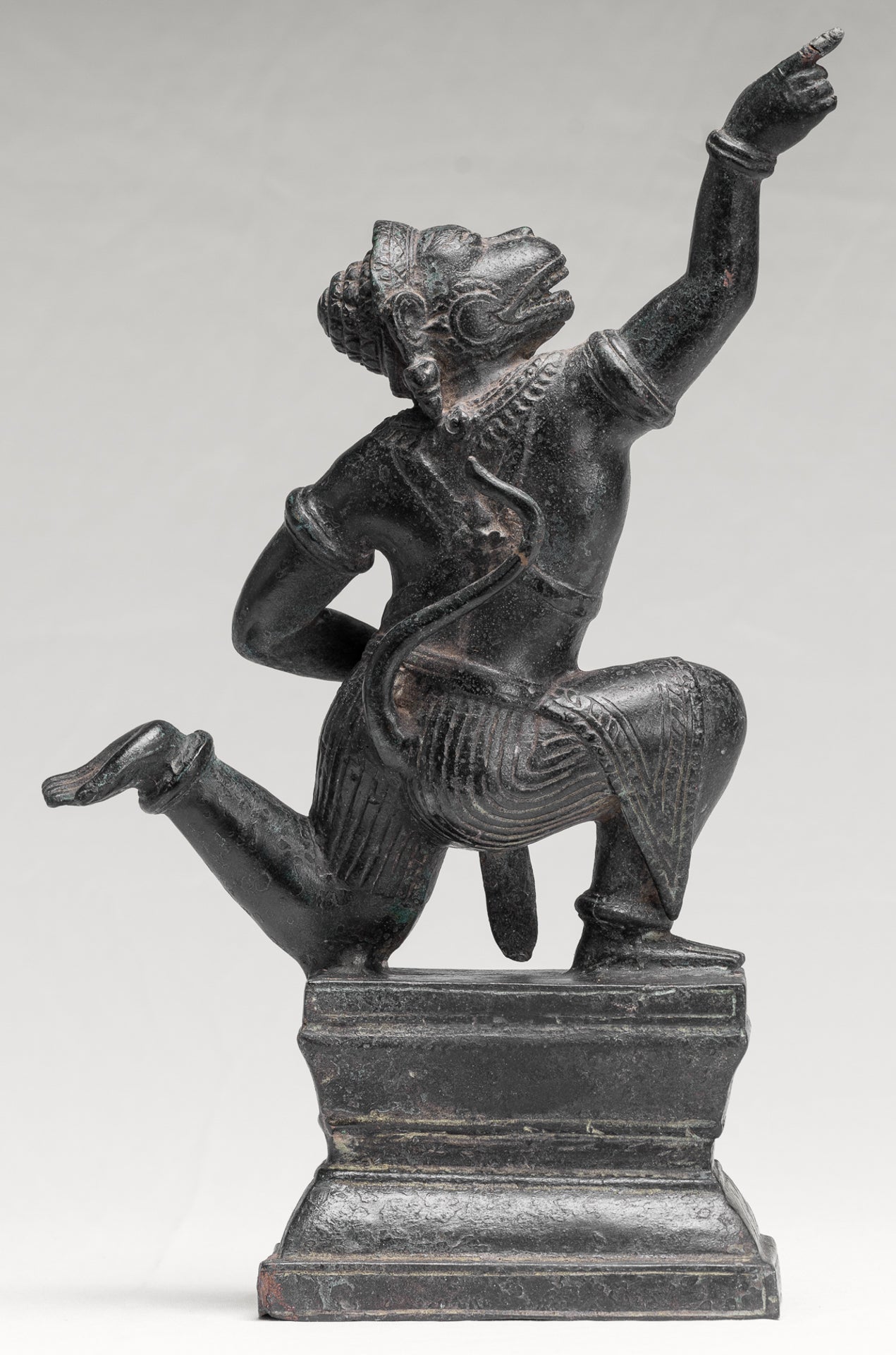 Antique Khmer Style Standing Bayon Hindu God Hanuman Statue - 38cm/15" Tall