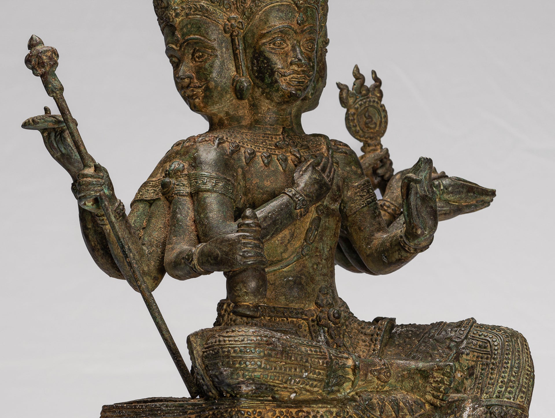 Brahma Statue - Antique Thai Style Bronze Brahma - Hindu God Creation - 43cm/17"