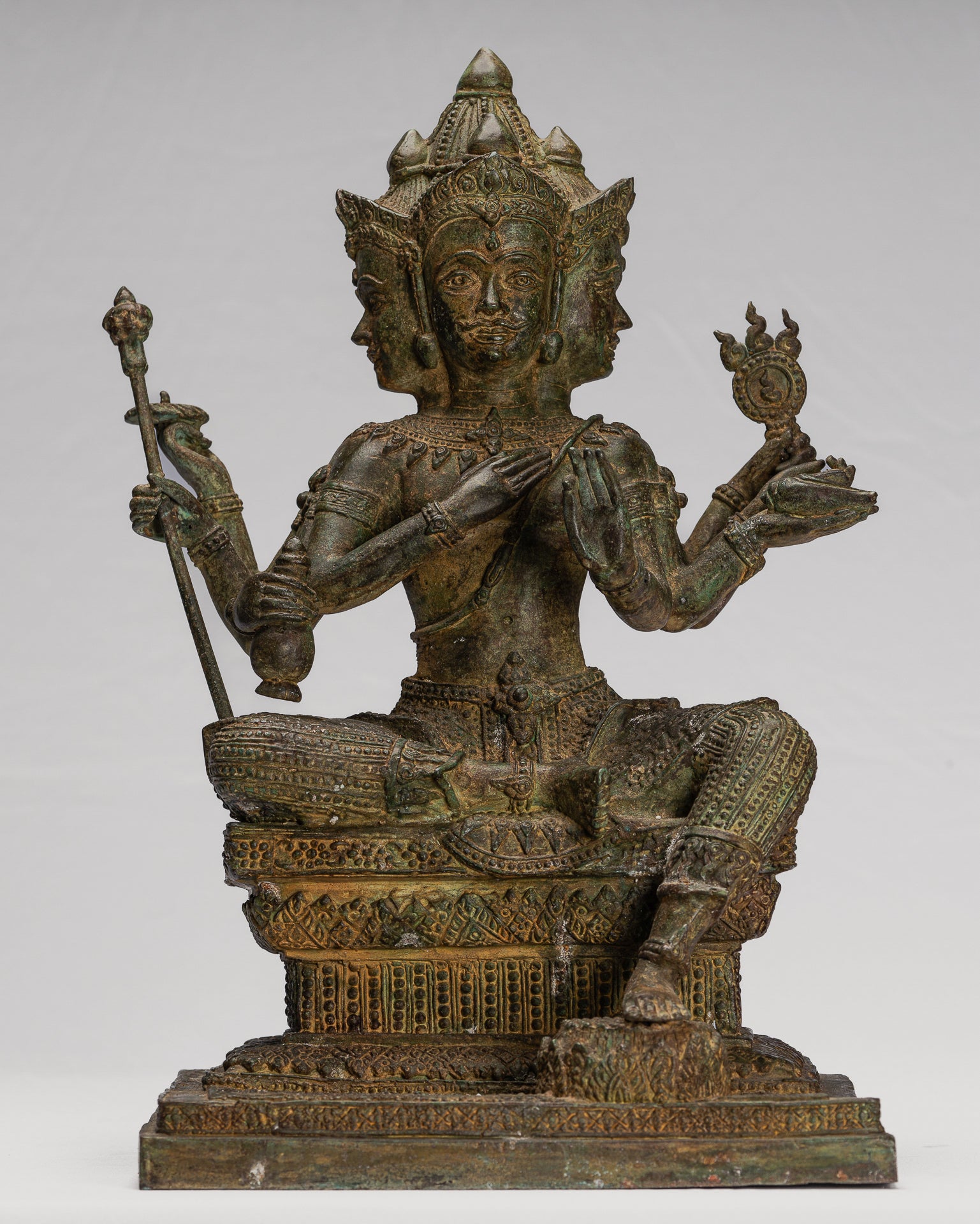 Brahma Statue - Antique Thai Style Bronze Brahma - Hindu God Creation - 43cm/17"