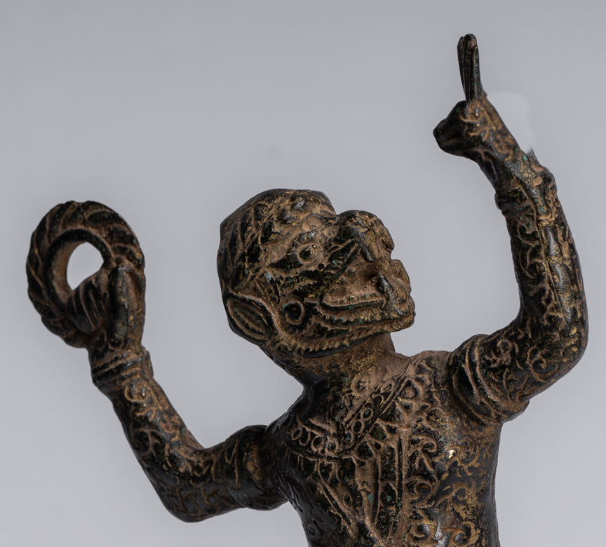 Estatua de Dios Hanuman de Bayon de estilo jemer antiguo - 25 cm/10 "de altura