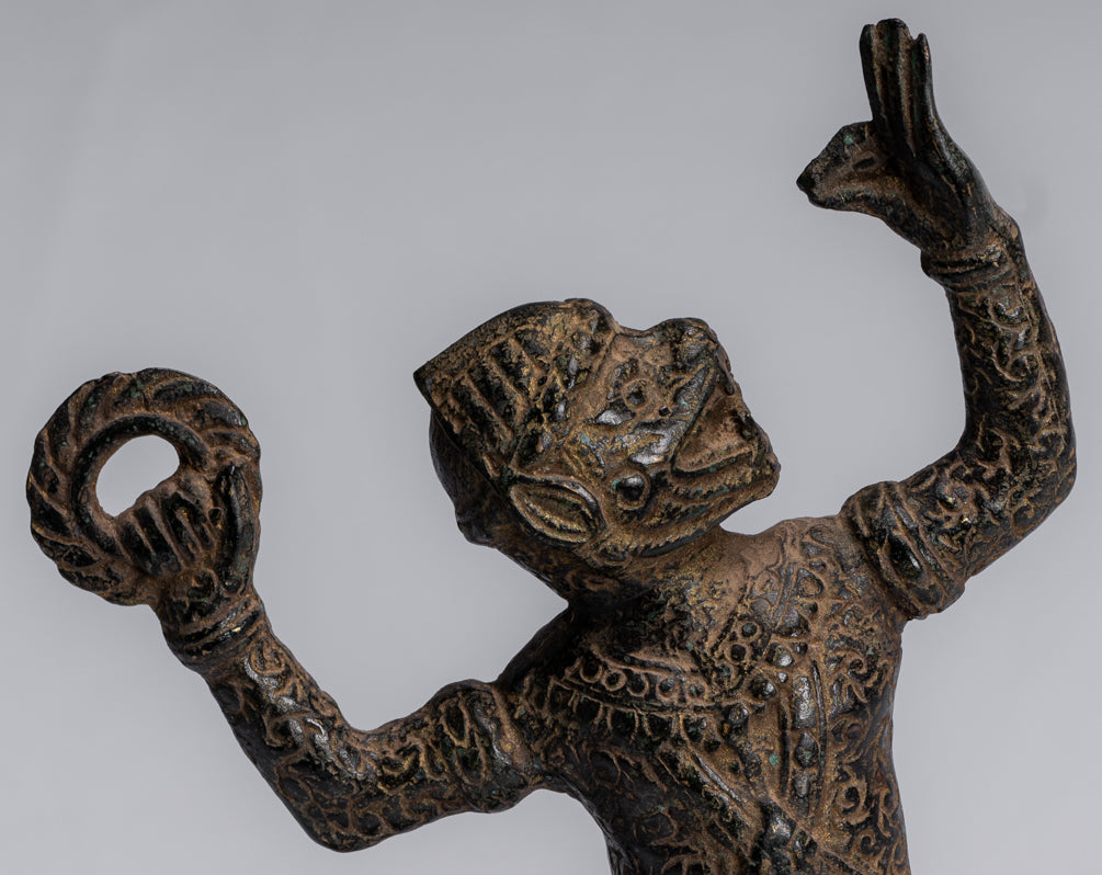 Estatua de Dios Hanuman de Bayon de estilo jemer antiguo - 25 cm/10 "de altura