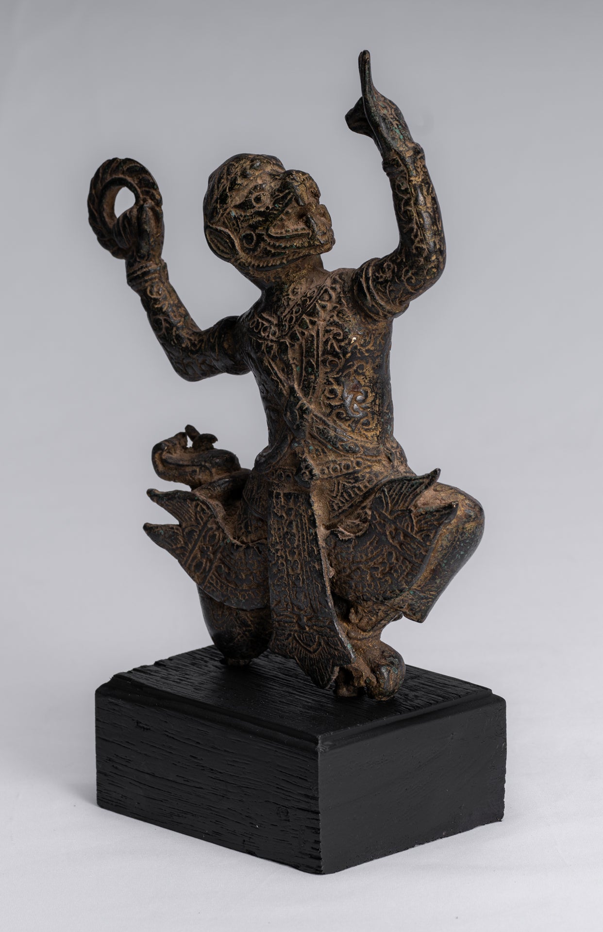 Estatua de Dios Hanuman de Bayon de estilo jemer antiguo - 25 cm/10 "de altura