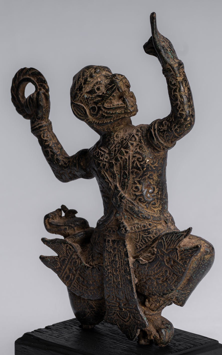 Estatua de Dios Hanuman de Bayon de estilo jemer antiguo - 25 cm/10 "de altura